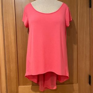 FREE WITH $20 PURCHASE Cap sleeve shirt with sheer drapey back detail S